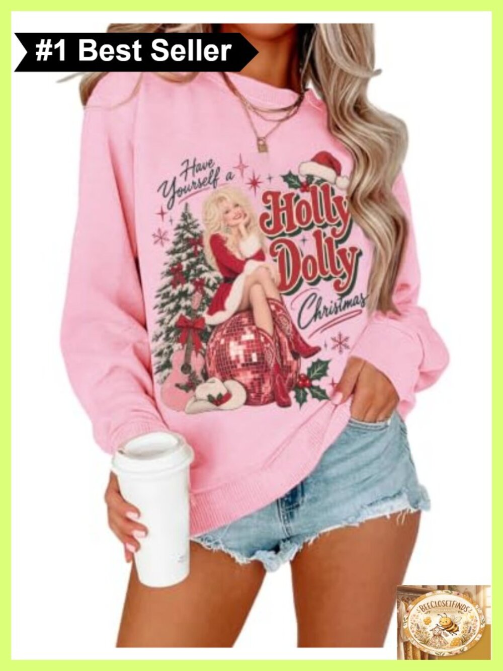 Dolly Parton Christmas Sweatshirt Crewneck Pullover Holiday Winter Top